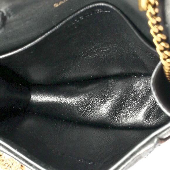 Saint Laurent Gaby Envelope Chain Crossbody Bag Quilted Leather Micro Black - Picture 9 of 13